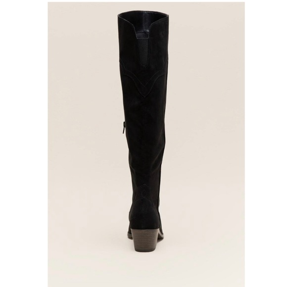 Black Western Style Over The Knee Low Heel Boots - Picture 10 of 12